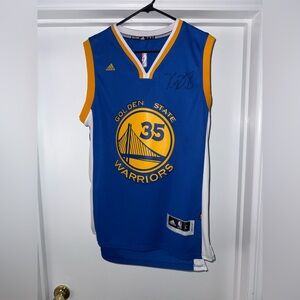 Nike Kevin Durant Golden State Warriors Royal Blue and Yellow Signed Jersey